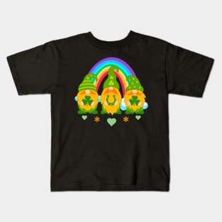 Gnomies With Rainbow Patrick's Day Kids T-Shirt